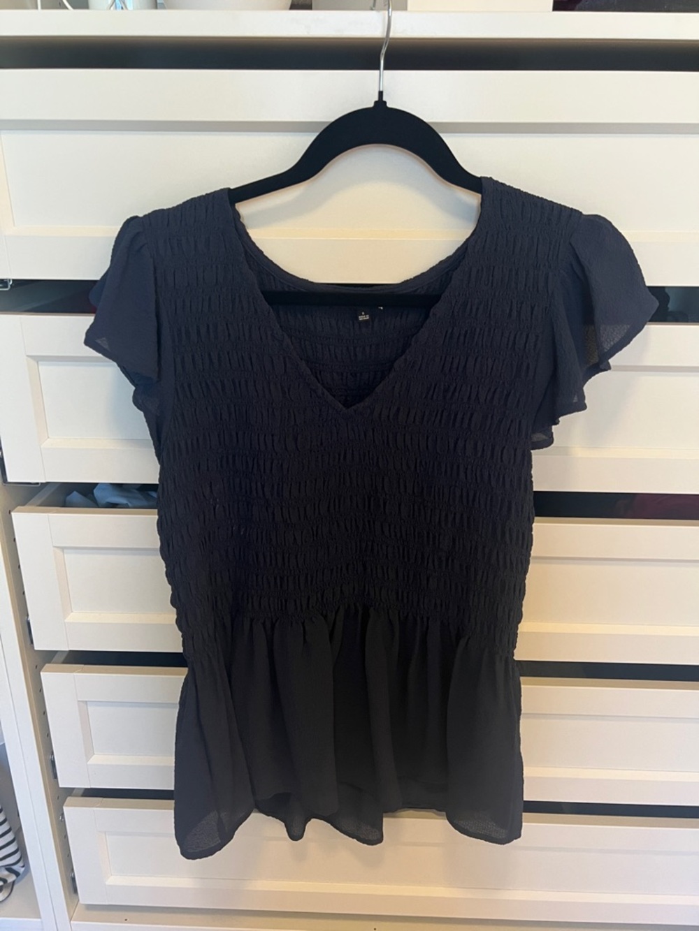 Madewell flutter sleeve smocked blouse